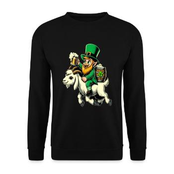 Goat Riding Leprechaun (Irish Leprechaun) - Unisex Sweatshirt - black - Front - Alina (178cm) & Michal (187cm)