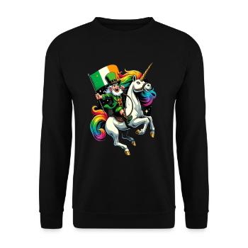 Unicorn Riding Leprechaun (Irish Leprechaun) - Unisex Sweatshirt - black - Front - Alina (178cm) & Michal (187cm)