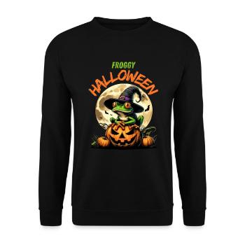 Halloween Frog Witch Pumpkin Full Moon Funny - Unisex Sweatshirt - black - Front - Alina (178cm) & Michal (187cm)