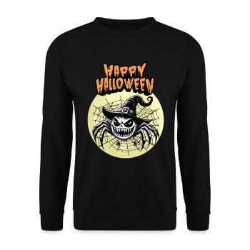 Happy Halloween Spider Spider Web Witch Witch Hat - Unisex Sweatshirt - black - Front - Alina (178cm) & Michal (187cm)