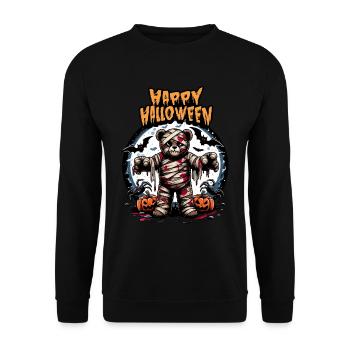 Happy Halloween Teddy Bear Zombie Halloween Costume - Unisex Sweatshirt - black - Front - Alina (178cm) & Michal (187cm)