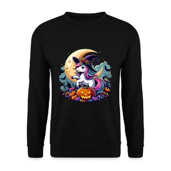 Halloween Unicorn Witch Witch Hat Pumpkins Kids - Unisex Sweatshirt - black - Front - Alina (178cm) & Michal (187cm)