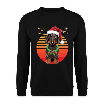 Teckel Noël Chien Dresseur Chien Rétro Drôle - Sweat-shirt Unisexe - noir - Devant - Alina (178cm) & Michal (187cm)