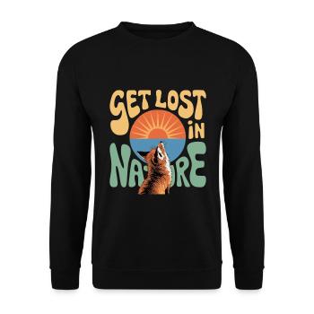 Get lost in Nature Natur Fuchs Naturschützer Wald - Unisex Pullover - Schwarz - Vorne - Alina (178cm) & Michal (187cm)