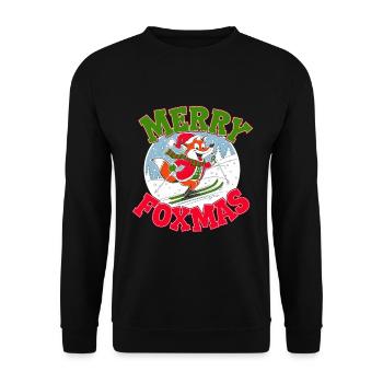 Merry Foxmas Fox Ski Vacances de ski Funny Ski - Sweat-shirt Unisexe - noir - Devant - Alina (178cm) & Michal (187cm)