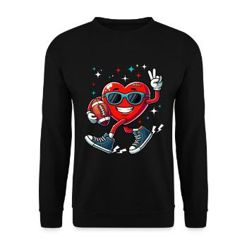 Valentine's Day Football Chucks Heart America Funny - Unisex Sweatshirt - black - Front - Alina (178cm) & Michal (187cm)