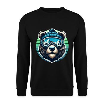 Funny bear with ski goggles and ski cap loves skiing - Unisex Sweatshirt - black - Front - Alina (178cm) & Michal (187cm)
