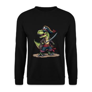 Carnival Pirate Dinosaur Costume Pirate Hat Alaaf - Unisex Sweatshirt - black - Front - Alina (178cm) & Michal (187cm)