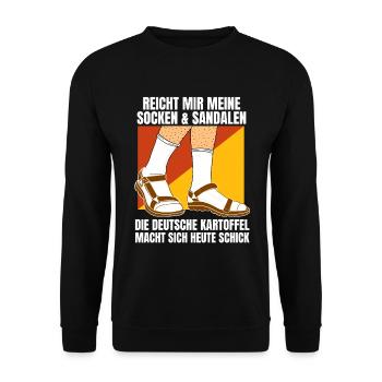 Typisch Deutscher Urlauber - Kartoffel Alman - Unisex Pullover - Schwarz - Vorne - Alina (178cm) & Michal (187cm)