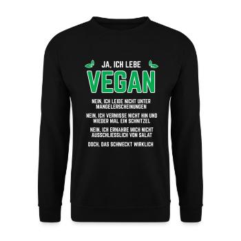 Veganer Spruch - VOrurteile Ich lebe vegan - Unisex Pullover - Schwarz - Vorne - Alina (178cm) & Michal (187cm)