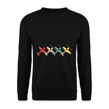 Modellflugzeug Retro Vintage RC Plane - Unisex Pullover - Schwarz - Vorne - Alina (178cm) & Michal (187cm)