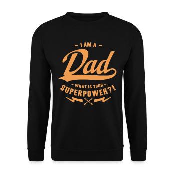 Superpower dad - Unisex Pullover - Schwarz - Vorne - Alina (178cm) & Michal (187cm)