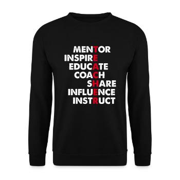 Teacher - Lehrer - Schule - Abschluss Geschenk - Unisex Pullover - Schwarz - Vorne - Alina (178cm) & Michal (187cm)