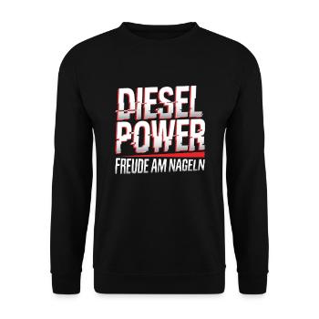 DIESEL POWER FREUDE AM NAGELN - Unisex Pullover - Schwarz - Vorne - Alina (178cm) & Michal (187cm)