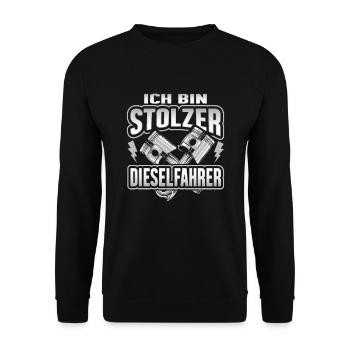 ICH BIN STOLZER DIESELFAHRER - Unisex Pullover - Schwarz - Vorne - Alina (178cm) & Michal (187cm)
