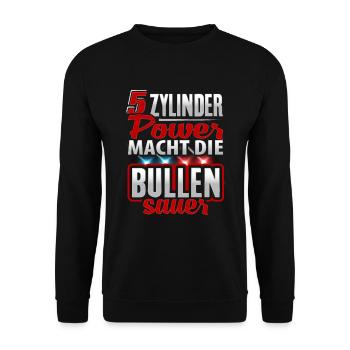 5 Zylinder Power - Unisex Pullover - Schwarz - Vorne - Alina (178cm) & Michal (187cm)