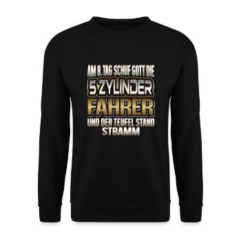 5 Zylinder Fünfzylinder 2.5TFSI Turbo - Unisex Pullover - Schwarz - Vorne - Alina (178cm) & Michal (187cm)
