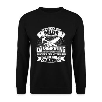 Zimmermann Zimmerer Zimmerleute - Unisex Pullover - Schwarz - Vorne - Alina (178cm) & Michal (187cm)