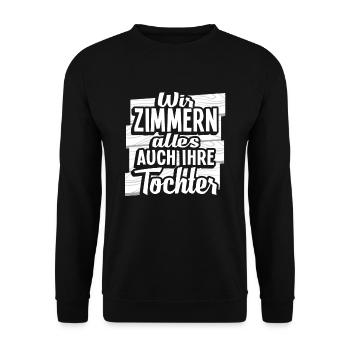 Zimmermann Zimmerer Zimmerleute - Unisex Pullover - Schwarz - Vorne - Alina (178cm) & Michal (187cm)