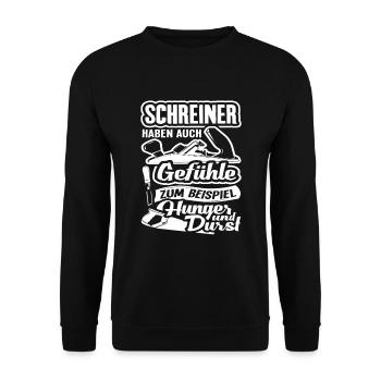 Schreiner Tischler Schreinerei - Unisex Pullover - Schwarz - Vorne - Alina (178cm) & Michal (187cm)