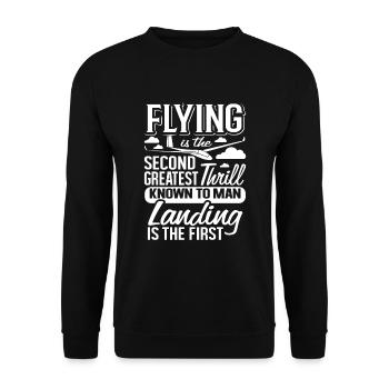Segelfliegen, Segeln, Segelflugzeug - Unisex Pullover - Schwarz - Vorne - Alina (178cm) & Michal (187cm)