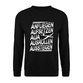 Segelfliegen, Segelflugzeug, Motorsegeln - Unisex Pullover - Schwarz - Vorne - Alina (178cm) & Michal (187cm)