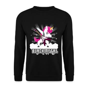 Black Metal Unicorn - Unisex Pullover - Schwarz - Vorne - Alina (178cm) & Michal (187cm)
