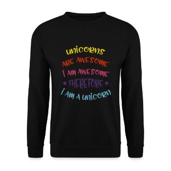 I Am A Unicorn Einhorn - Unisex Pullover - Schwarz - Vorne - Alina (178cm) & Michal (187cm)
