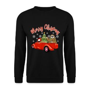 Paresseux Noël Sloth christmas cadeau Xmas - Sweat-shirt Unisexe - noir - Devant - Alina (178cm) & Michal (187cm)