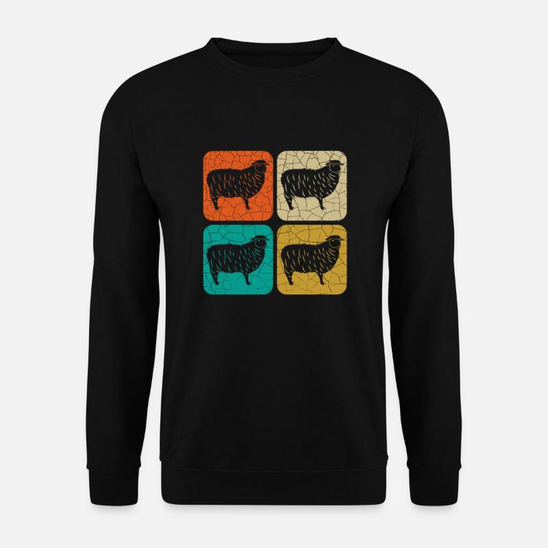 Schaf Vintage Sheep Rechteck - Lustig Geschenk - Unisex Pullover - Schwarz