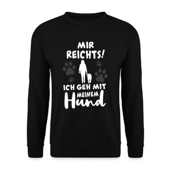 Hund Hundeliebe Hundeliebhaber geschenk frauchen - Unisex Pullover - Schwarz - Vorne - Alina (178cm) & Michal (187cm)