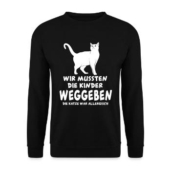 Katze lustig - Unisex Pullover - Schwarz - Vorne - Alina (178cm) & Michal (187cm)