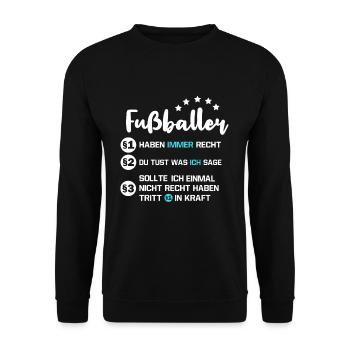 Fußballer Spruch lustig Fußballtrainer - Unisex Pullover - Schwarz - Vorne - Alina (178cm) & Michal (187cm)