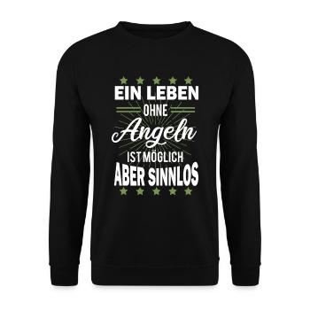 Angeln - Unisex Pullover - Schwarz - Vorne - Alina (178cm) & Michal (187cm)