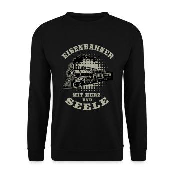 Eisenbahn Modellbahn Eisenbahner Zugführer - Unisex Pullover - Schwarz - Vorne - Alina (178cm) & Michal (187cm)