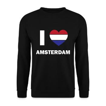 I love Amsterdam - Unisex Pullover - Schwarz - Vorne - Alina (178cm) & Michal (187cm)