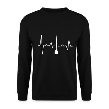 Darts Herzschlag Heartbeat - Unisex Pullover - Schwarz - Vorne - Alina (178cm) & Michal (187cm)