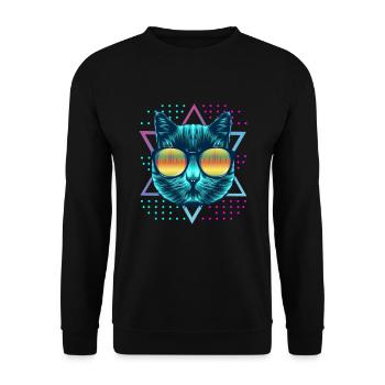 Chat Rave Techno Disco EDM et Hardstyle Cat - Sweat-shirt Unisexe - noir - Devant - Alina (178cm) & Michal (187cm)