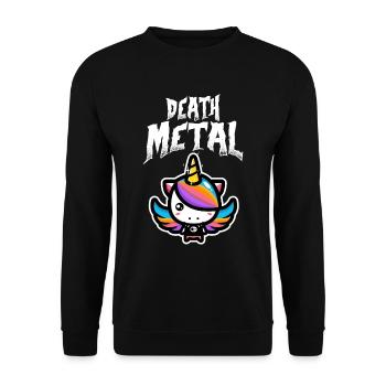 Einhorn Death Metal Rock Unicorn - Unisex Pullover - Schwarz - Vorne - Alina (178cm) & Michal (187cm)