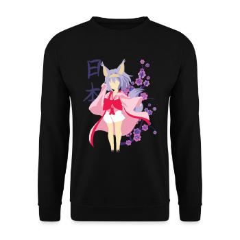 Anime cat girl kawaii girl japanese anime - Unisex Sweatshirt - black - Front - Alina (178cm) & Michal (187cm)