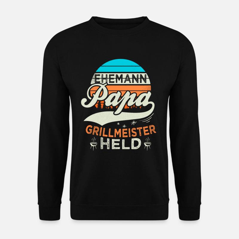 Ehemann Papa Grillmeister Held Vatertag Geschenk - Unisex Pullover - Schwarz