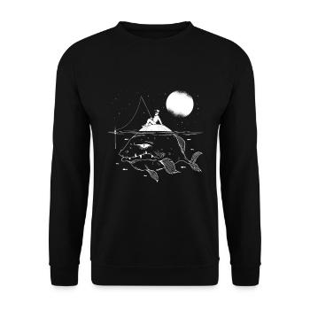 Pêcheur, géant, fish, océan - Sweat-shirt Unisexe - noir - Devant - Alina (178cm) & Michal (187cm)