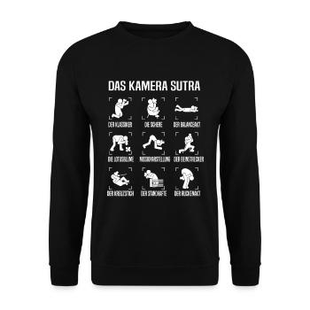 Kamera Sutra Fotograf Fotografen Fotografieren - Unisex Pullover - Schwarz - Vorne - Alina (178cm) & Michal (187cm)