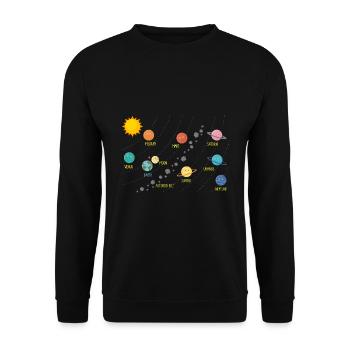 Sonnensystem Planeten Weltraum Astronomie - Unisex Pullover - Schwarz - Vorne - Alina (178cm) & Michal (187cm)