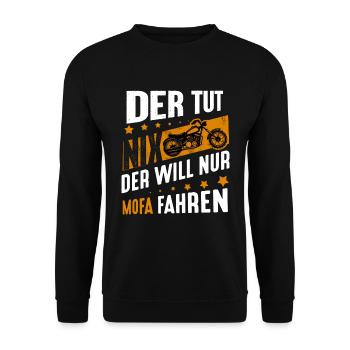 Mofa Moped Roller Mokick Zweirad Mofas Motorroller - Unisex Pullover - Schwarz - Vorne - Alina (178cm) & Michal (187cm)