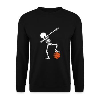 Dab Dabbing Skelett Fußball Basketball - Unisex Pullover - Schwarz - Vorne - Alina (178cm) & Michal (187cm)