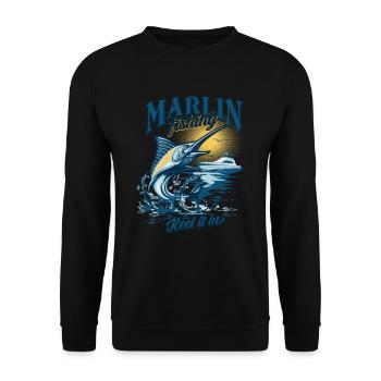 Marlin Fishing Spulen Sie Es Ein - Unisex Pullover - Schwarz - Vorne - Alina (178cm) & Michal (187cm)