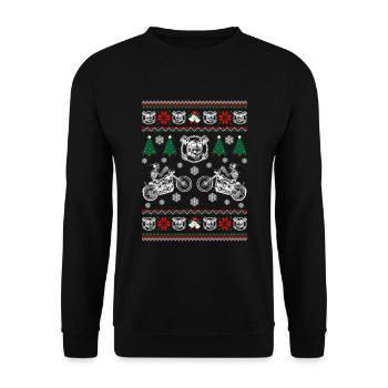 Biker Ugly Christmas - Unisex Sweatshirt - black - Front - Alina (178cm) & Michal (187cm)