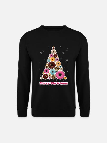 Frohe Weihnachten Donut Weihnachtsbaum - Unisex Pullover - Schwarz
