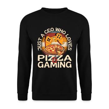 Nur ein CEO, der Gaming und Pizza liebt - Unisex Pullover - Schwarz - Vorne - Alina (178cm) & Michal (187cm)